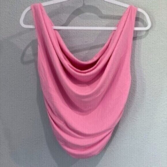Zara Pink Feminine Party Contemporary Ruched Chic Romantic Top - Picture 1 of 5